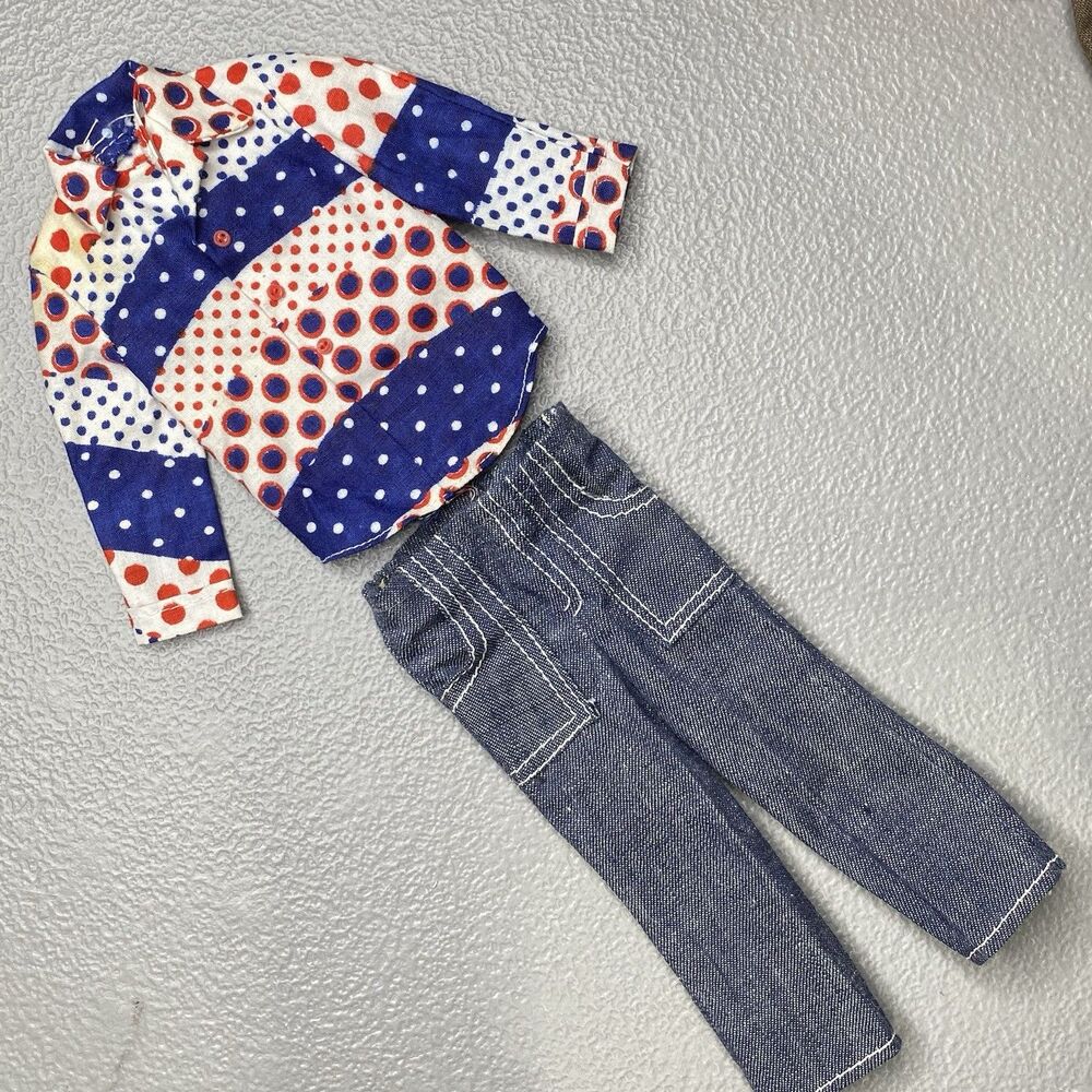 Ken Best Buy Denims For Fun 3376 Mod Era Vintage 1972 Shirt Denim Pants Barbie - Picture 2 of 8
